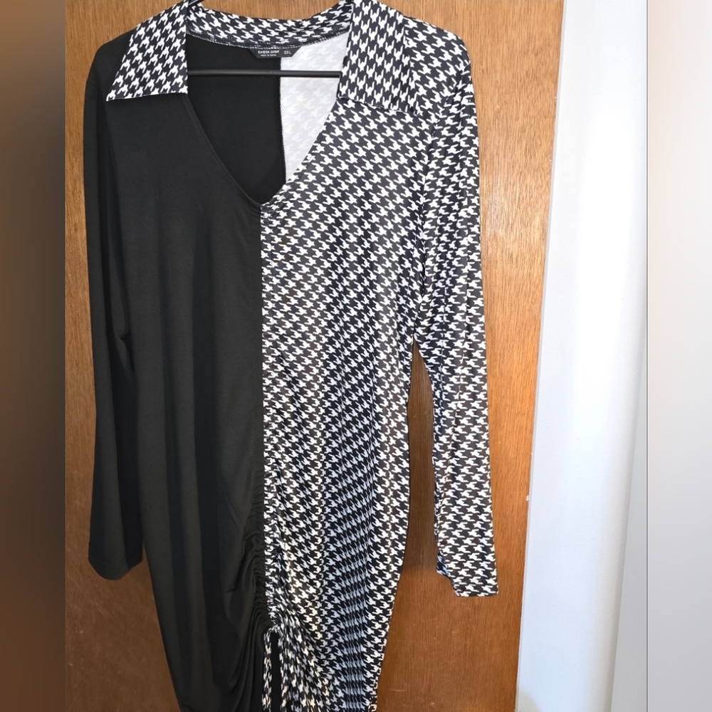 Half & Half Hounds Tooth Collard Dress